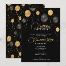 Eleganter Black & Gold Ballons Geburtstagsfest