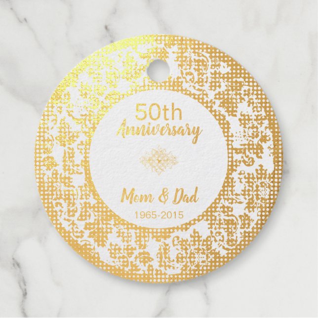 Eleganter Black & Gold Damask Geschenkanhänger (Vorderseite)