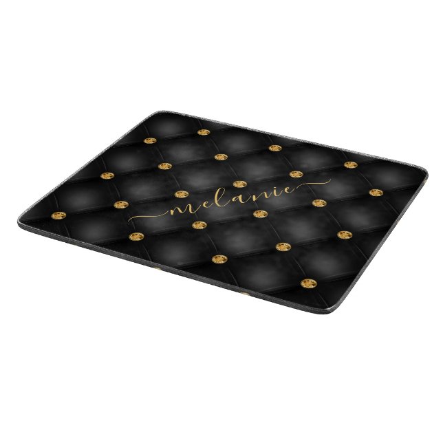 Eleganter Black Gold Diamond gefixt Luxus Ihr Name Schneidebrett (Ecke)