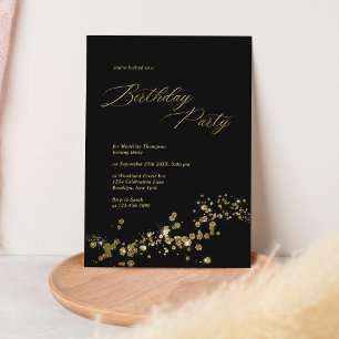 Eleganter Black Gold Dust Confetti Erwachsene Gebu Einladung