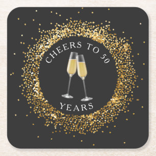 Eleganter Black & Gold Geburtstag Untersetzer