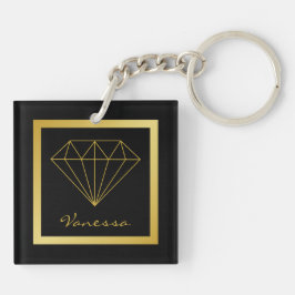 Eleganter Black Gold Geometric Diamond Schlüsselanhänger