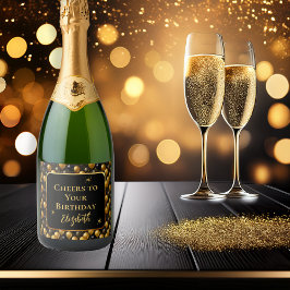 Eleganter Black Gold Glitzer Birthday Balloons