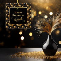 Eleganter Black Gold Glitzer Birthday Balloons