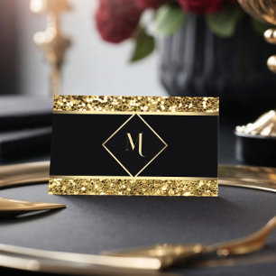 Eleganter Black & Gold Glitzer Moderne Business Ca Visitenkarte