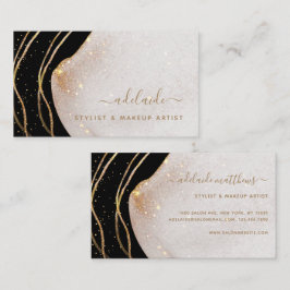 Eleganter Black Gold Glitzer Signature Script Agat Visitenkarte