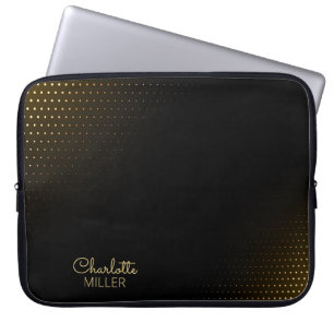 Eleganter Black-Gold Halftone mit Individuelle Nam Laptopschutzhülle