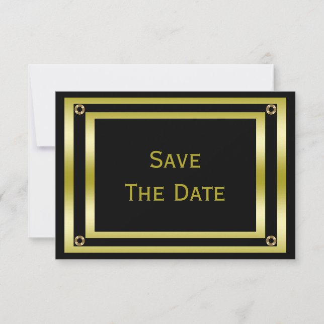 Eleganter Black & Gold Man's 100. Save the Date (Vorderseite)
