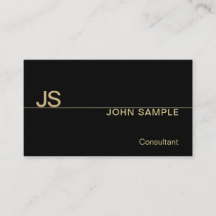 Eleganter Black Gold Monogram Beruflich Luxus Visitenkarte