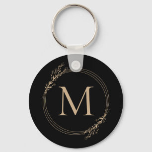 Eleganter Black Gold Monogram Schlüsselanhänger