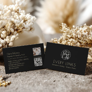 Eleganter Black Gold Permanent Jewelry QR Code Visitenkarte