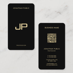 Eleganter Black & Gold QR Code Luxury Premium Line Visitenkarte
