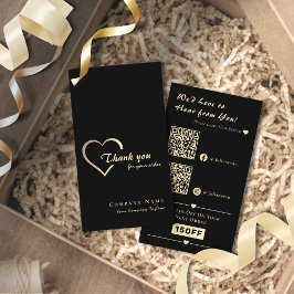 Eleganter Black & Gold Shiny Herz QR Code Vielen D Visitenkarte
