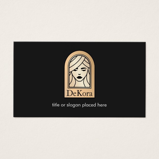 Eleganter Black Gold Woman's Face Beauty Salon Wel (Vorderseite)