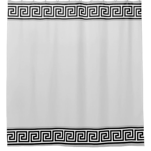 Eleganter Black & Gray Griechischer Vector auf Lig Duschvorhang (Vorderseite)