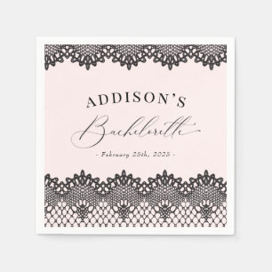 Eleganter Black Lace Pink Junggeselinnen-Abschied Serviette