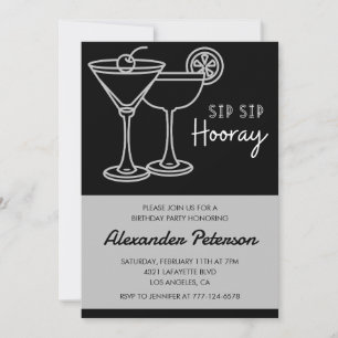 Eleganter Black Men Cocktail 61. Geburtstag Einladung