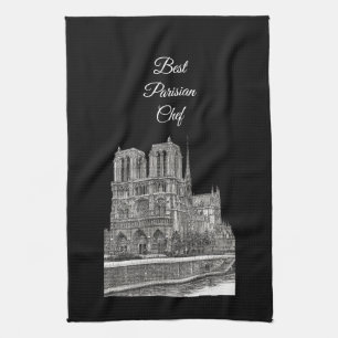 Eleganter Black Notre Dame Best Pariser Koch Geschirrtuch