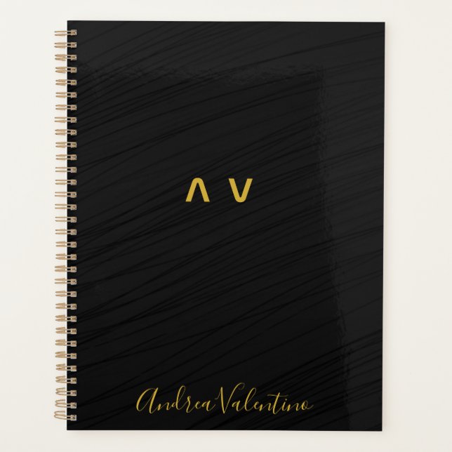 Eleganter Black Pattern Daily Planer (Vorderseite)