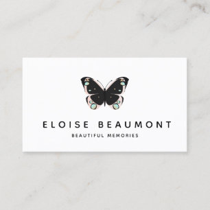 Eleganter Black Pink Butterfly Event Planner Visitenkarte