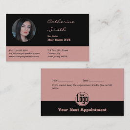 Eleganter Black & Pink Hair Salon Stylist Terminkarte