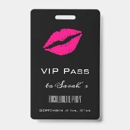 Eleganter Black Pink Kiss Junggeselinnen-Abschied  Ausweis