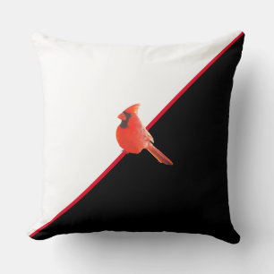 Eleganter Black Red and White & Kardinal Bird Kissen