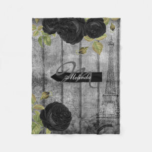 Eleganter Black Rose Paris Style - Persönlich gest Fleecedecke
