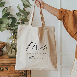 Eleganter Black Schriftart Custom Mrs. Tote Bag Tragetasche