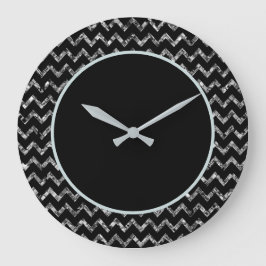 Eleganter Black Silver Glam Sparkle Glitzer Große Wanduhr