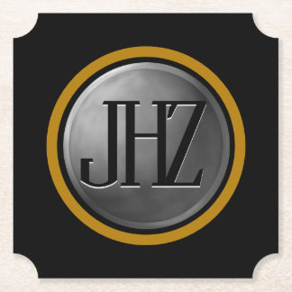 Eleganter Black Silver Gold Monogram Untersetzer