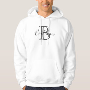 Eleganter Black Silver Monogram Individuelle Name Hoodie