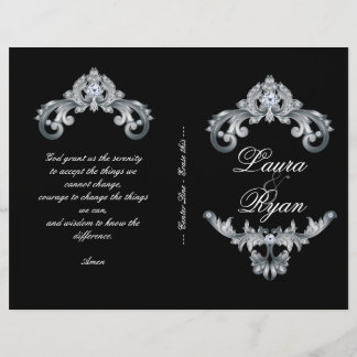 Eleganter Black Silver Wedding Program Flyer