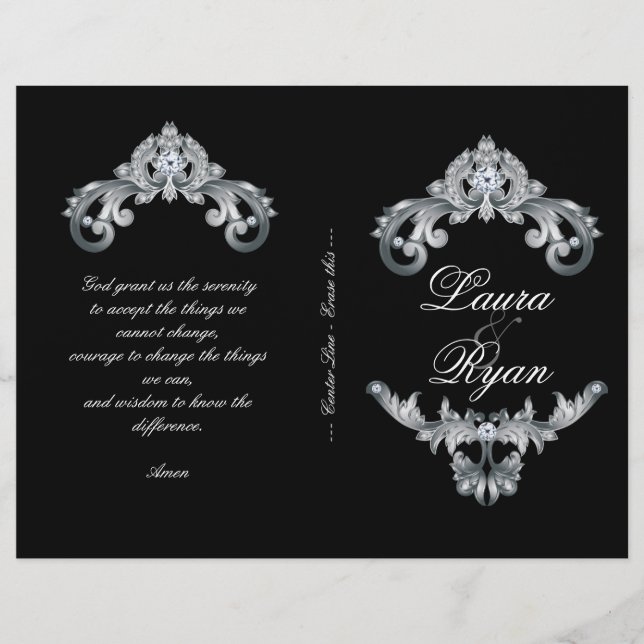 Eleganter Black Silver Wedding Program Flyer (Vorderseite)