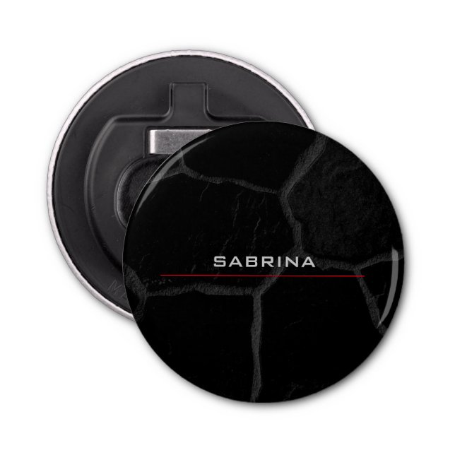 Eleganter Black Stone Minimalistisch stilvoll Mode Flaschenöffner (Vorderseite)