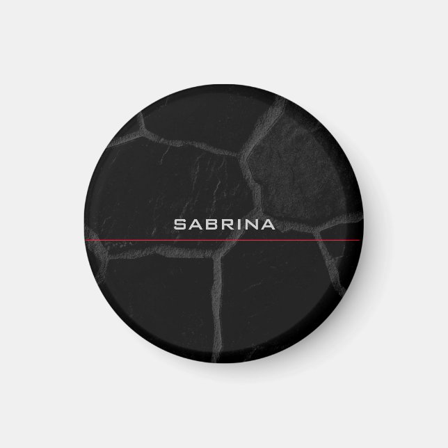 Eleganter Black Stone Minimalistisch stilvoll Mode Magnet (Vorne)