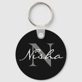 Eleganter Black Stylish Monogram Schlüsselanhänger