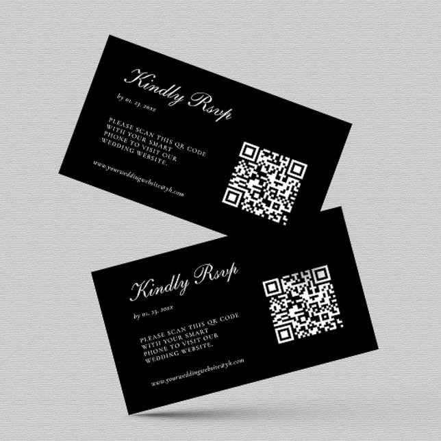 Eleganter Black UAWG QR Code Hochzeit Begleitkarte (Von Creator hochgeladen)