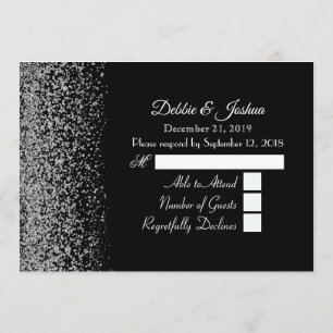 Eleganter Black & White Diamond Wedding RSVP Einladung