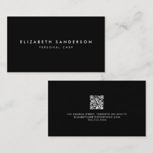 Eleganter Black & White Luxury Minimal QR CODE Bus Visitenkarte