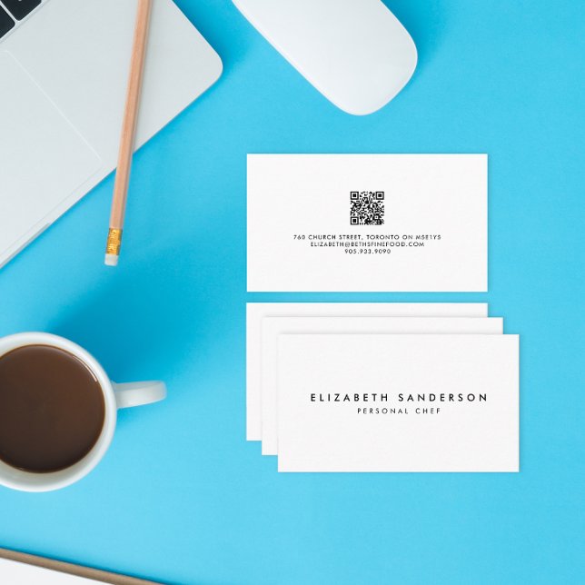 Eleganter Black & White Luxury Minimal QR CODE Visitenkarte (Von Creator hochgeladen)