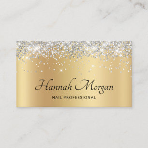 Eleganter, blassgoldener Satin-Ombre-Silberglitter Visitenkarte