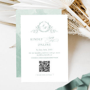 Eleganter blassgrüner Monogram-UAWG Online-QR-Code Begleitkarte