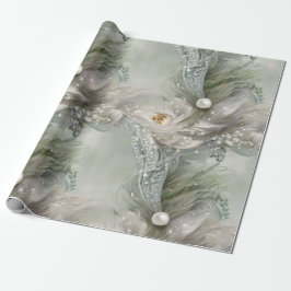 Eleganter Blau-, Grau- und Pearly-Wirbel Geschenkpapier