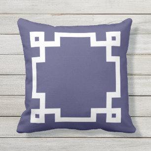 Eleganter blau-weißer griechischer Schlüsselbund Kissen