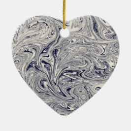 Eleganter blau-weißer Marmor Keramik Ornament