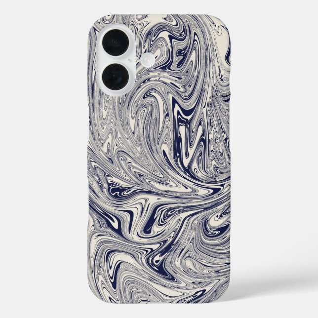Eleganter blau-weißer Marmorwirl Case-Mate iPhone Hülle (Rückseite)