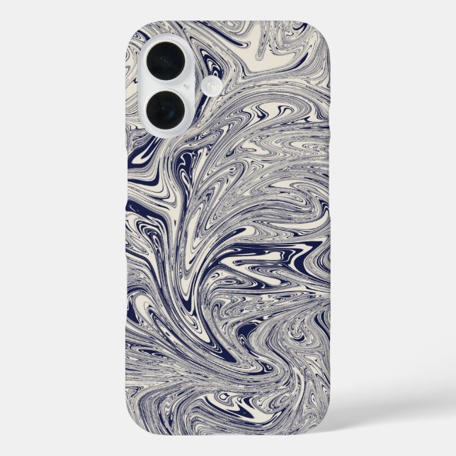 Eleganter blau-weißer Marmorwirl Case-Mate iPhone Hülle (Rückseite)