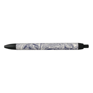 Eleganter blau-weißer Marmorwirl Kugelschreiber