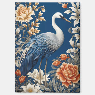 Eleganter Blaucrane im Stil von William Morris Magnet
